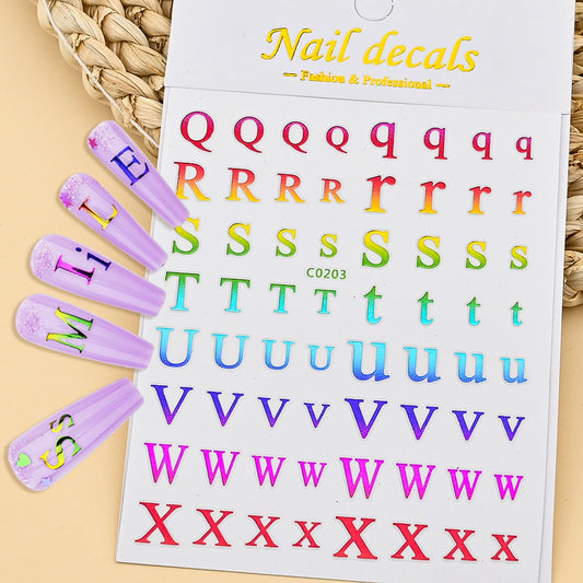 Letter Q R S T U V W X Nails Stickers Adhesive DIY Nail Art Decals Nail