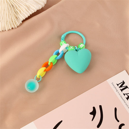 Mint Green Heart Ball Pendant Acrylic Keychain Link Chain Keyring For Women