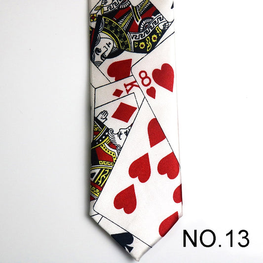 Gaming Card Pattern Novelty Tie Men's Tie Male Neckties Suit Party Ties Wedding