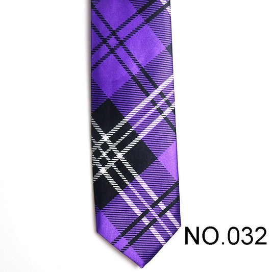 Purple Plaid Pattern Men's Tie Male Neckties Suit Party Ties Wedding Office