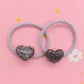 2Pcs/Set Glittering Love Resin Children's Rubber Bands Sweet Hair Accessories