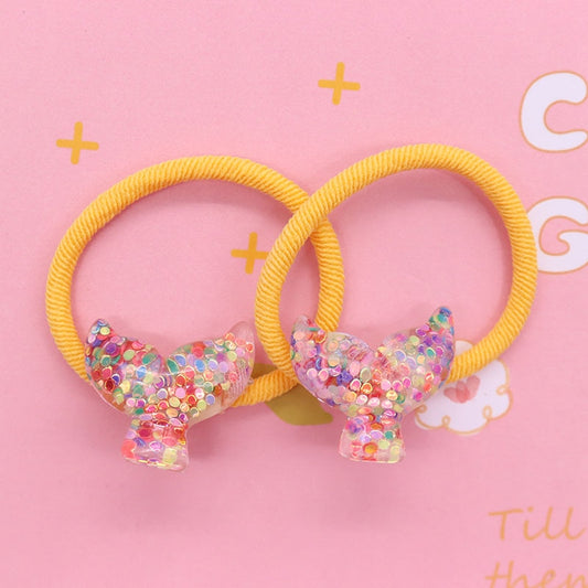 2Pcs Glitter Fish Tail Baby Headband Scrunchies Children's Elastic Bands Kids