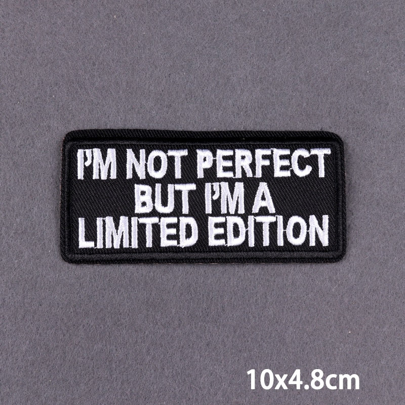 46 Styles Black Patch With Slogan Iron On Patches For Clothes DIY Embroidery