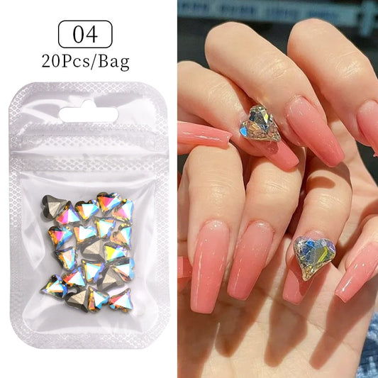 Shiny Holographic Heart Nail Art Charms DIY Nail Decoration Nail Accessories