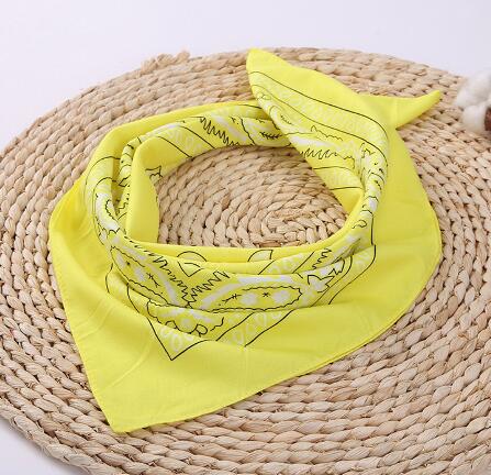 Square Yellow Paisley Hip Hop Bandana Men Women Headbands Wraps Scarves Hair