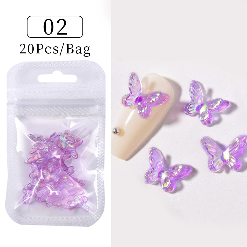 Purple Butterfly Acrylic Nail Art Decor Nails DIY Manicure Fashion Nail