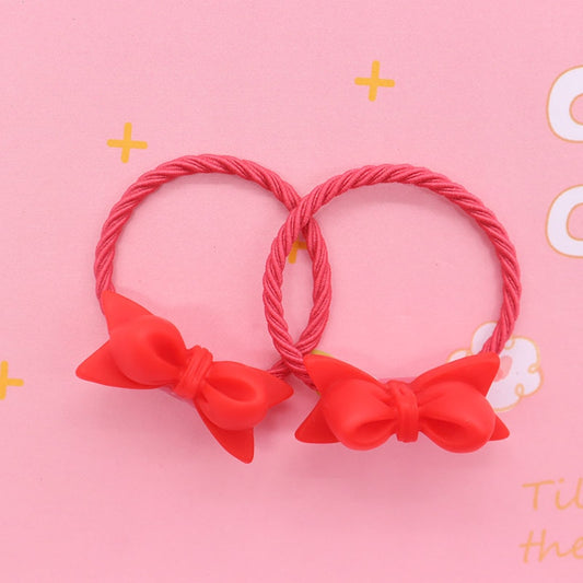 2Pcs Red Bowknot Baby Headband Scrunchies Children's Elastic Bands Kids Hair