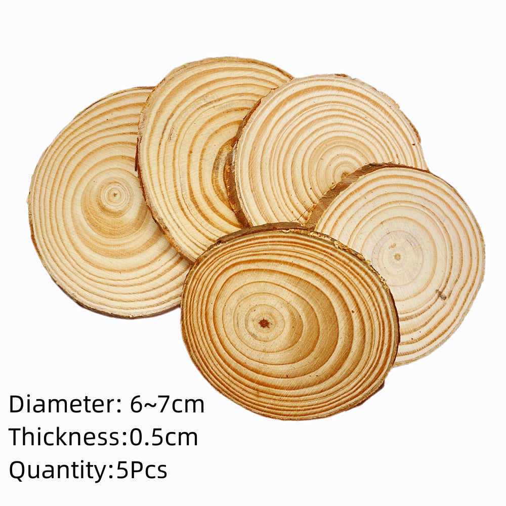 3-12cm Thick 1 Pack Natural Pine Round Unfinished Wood Slices Circles With Tree