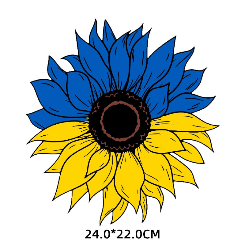 Ukrainian Flag Sunflower Design Thermal Stickers on T-shirt DIY Patches Iron on