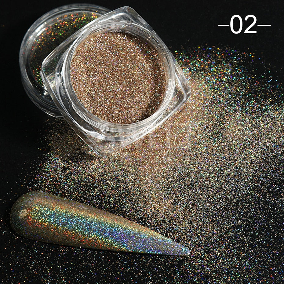 54 Colors 1 Box Reflective Nail Powder Flash Disco Diamond Chrome Pigment