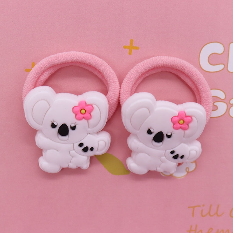 63 Styles 2Pcs Owl Butterfly Rabbit Animals Hair Accessories Rubber Band