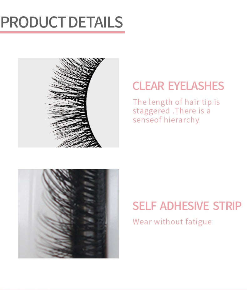 Self Adhesive Eyelashes Natural Lashes Reusable Eyelashes Supplies Eyelashes