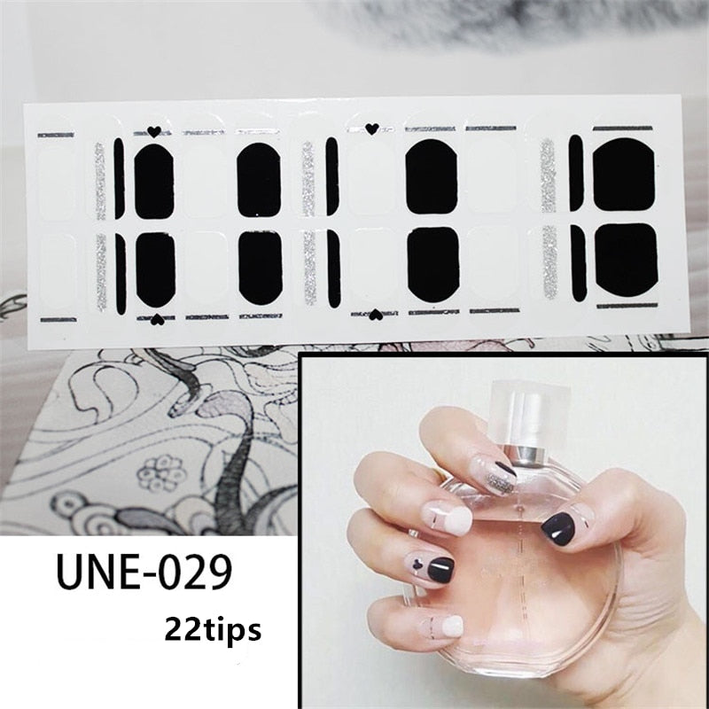 Black and White Heart Decor Nail Art Stickers Nail Wraps Manicure DIY Nails