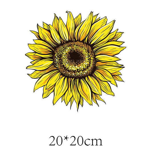 Painted Sunflower Thermal Stickers on T-shirt DIY Patches Iron on Transfer for