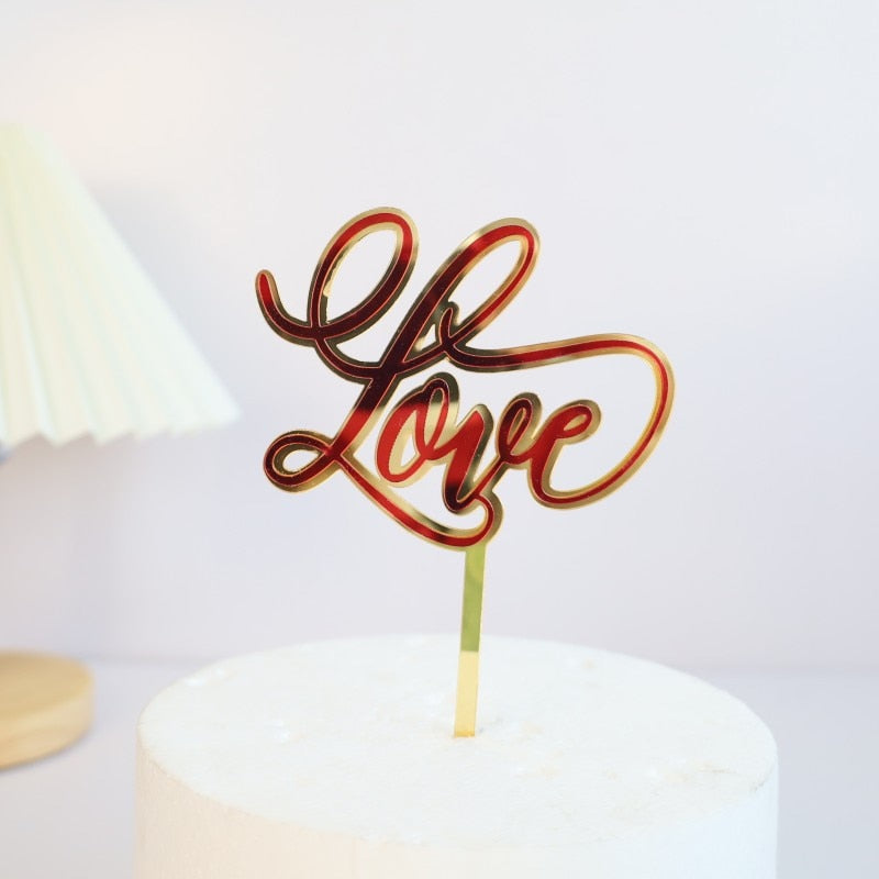 Playfull Love Red Cake Topper Party Wedding Cake Toppers Cake Decorations