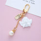 6 Styles Retro White Angel Keychain Charms Earphone Case Key Holder Girl Cute