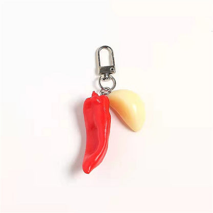 Red Chili Pepper Garlic Simulation Food Keychain Fashion Keyring Bag Pendant