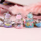 7 Styles Bottle With Glitter Flower Decor Keychain Gift Cute Charms Keyring