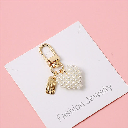 Pearl Heart Keychain Charms Headphone Case Pendant Women Bag Pearl Ornaments