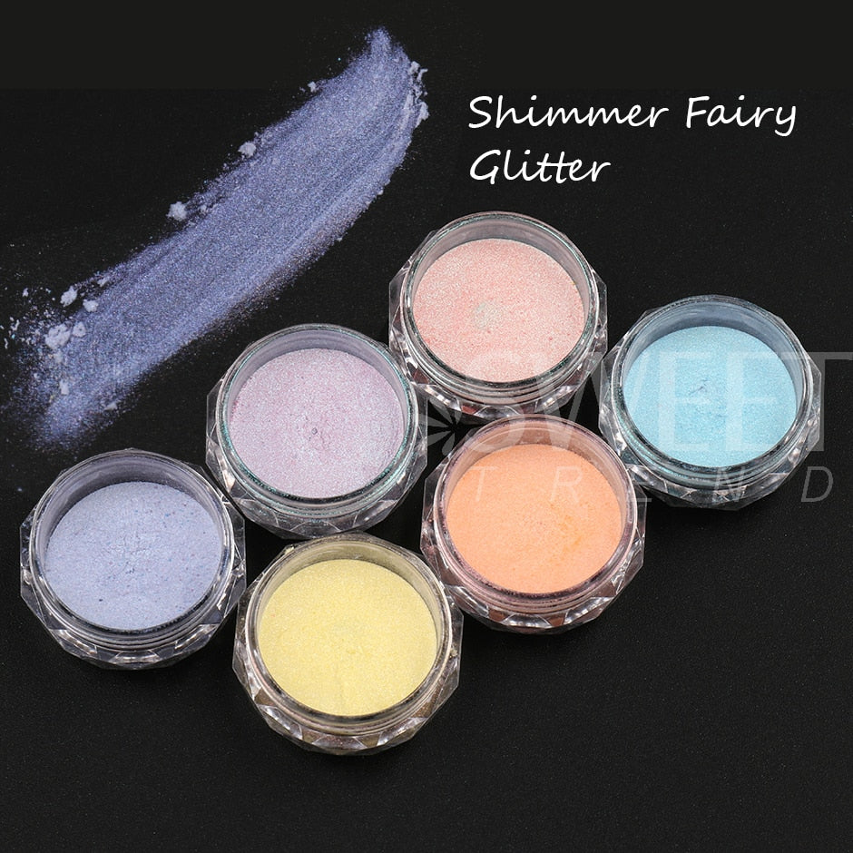 Fairy Nail Pigment Powder Holographic Fine Chrome Rubbing Dust Shimmer Gentle