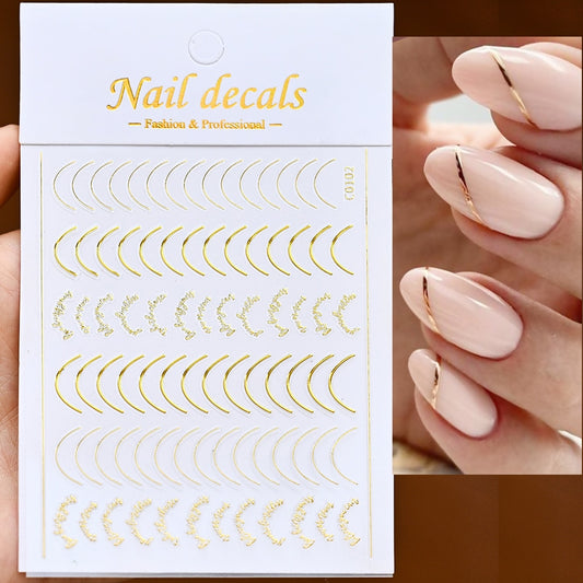 Gold Arch Decor Nails Stickers Adhesive DIY Nail Art Decals Nail Accessories