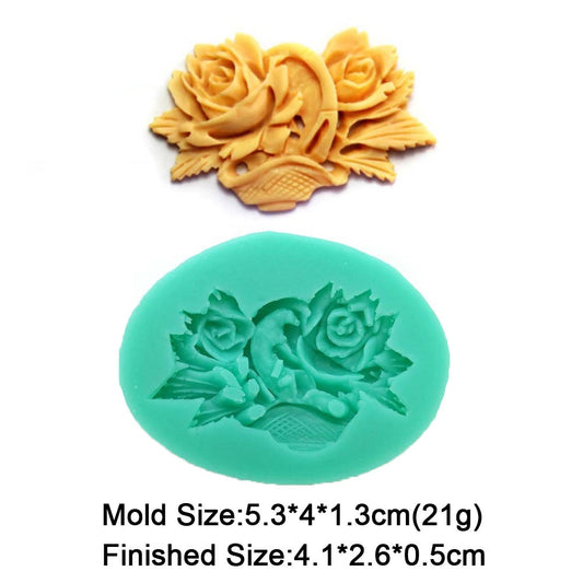 Rose Garden Flowers Silicone Molds For Mug Clay Decoration Chocolate Mold Form