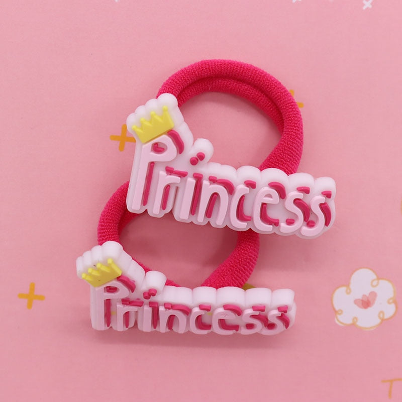 2Pcs Princess Cute Rubber Band Hairbands Creative Scrunchies Kids Elastic