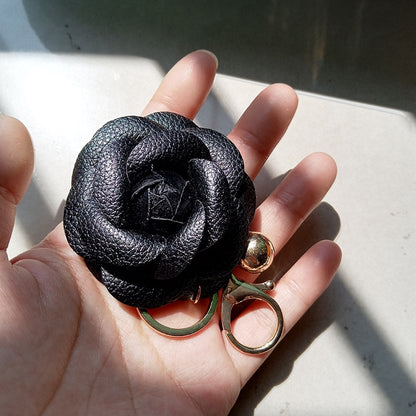 Flower Black Rose Keychain for Woman Jewelry Bag Decoration Bag Charm