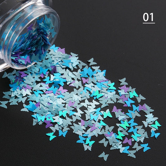 Blue Holographic Butterfly Nail Glitter Decoration Nail Art Decor DIY Design