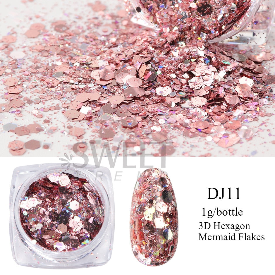 54 Colors 1 Box Reflective Nail Powder Flash Disco Diamond Chrome Pigment