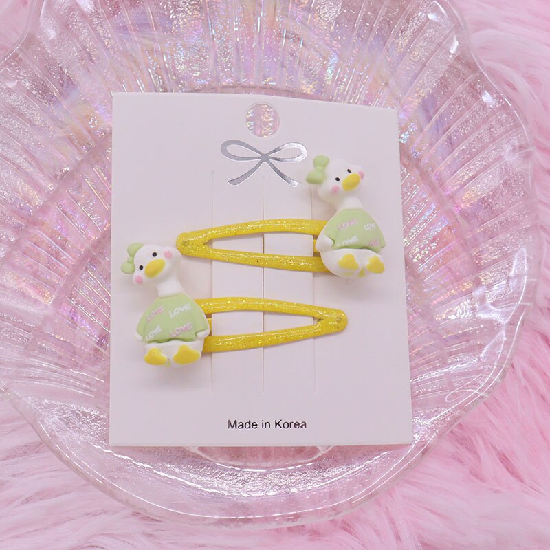 2Pcs/Set Kawaii Cartoon Hair Accessories Fashion Animal Duck Resin Baby Headband