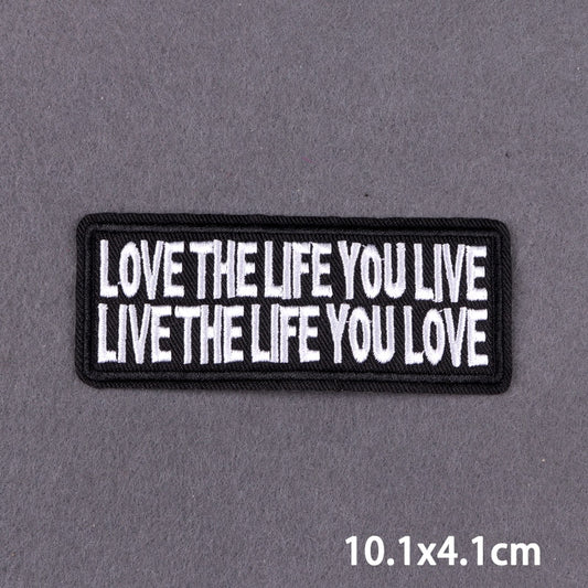 Love The Life You Live Slogan Patch Iron On Badge Clothes DIY Embroidery Patches