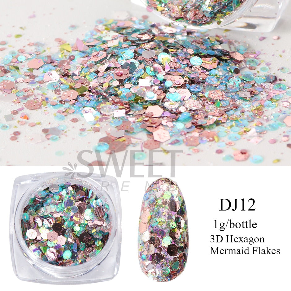 54 Colors 1 Box Reflective Nail Powder Flash Disco Diamond Chrome Pigment