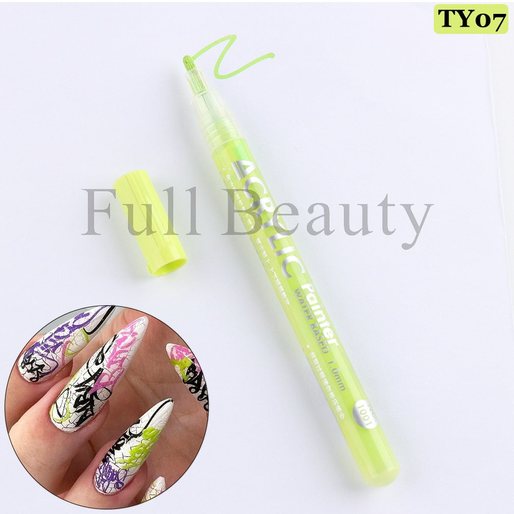 Metallic Gold Nail Polish Waterproof Nail Marker Pen For Design Graffiti Drawing