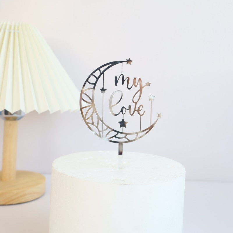 Hollow Pattern Moon My Love Cake Topper Party Wedding Cake Toppers Cake