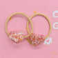 2Pcs/Set Glittering Love Resin Children's Rubber Bands Sweet Hair Accessories