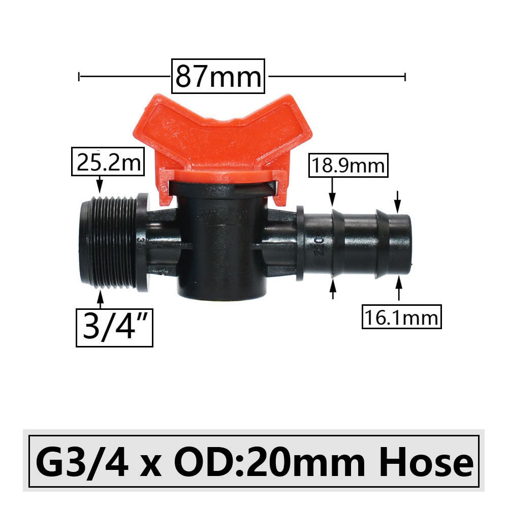 Hose Barbed Mini Valve Garden Tap Barb Connectors With 1/2