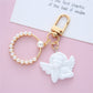 6 Styles Retro White Angel Keychain Charms Earphone Case Key Holder Girl Cute