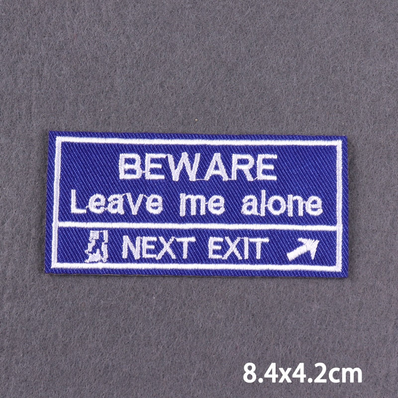 Beware Leave Me Alone Slogan Patch Iron On Badge Clothes DIY Embroidery Patches