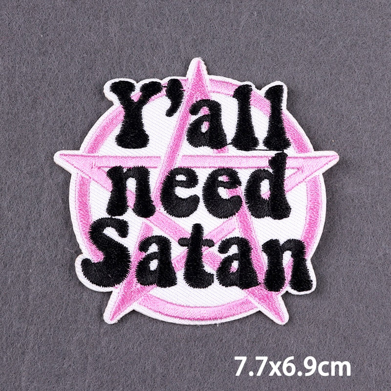 46 Styles Black Patch With Slogan Iron On Patches For Clothes DIY Embroidery