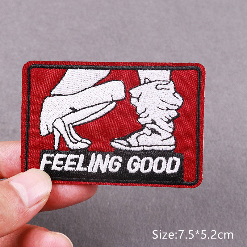 Feeling Good Women Men Embroidery Patches Clothing Adhesive Badges
