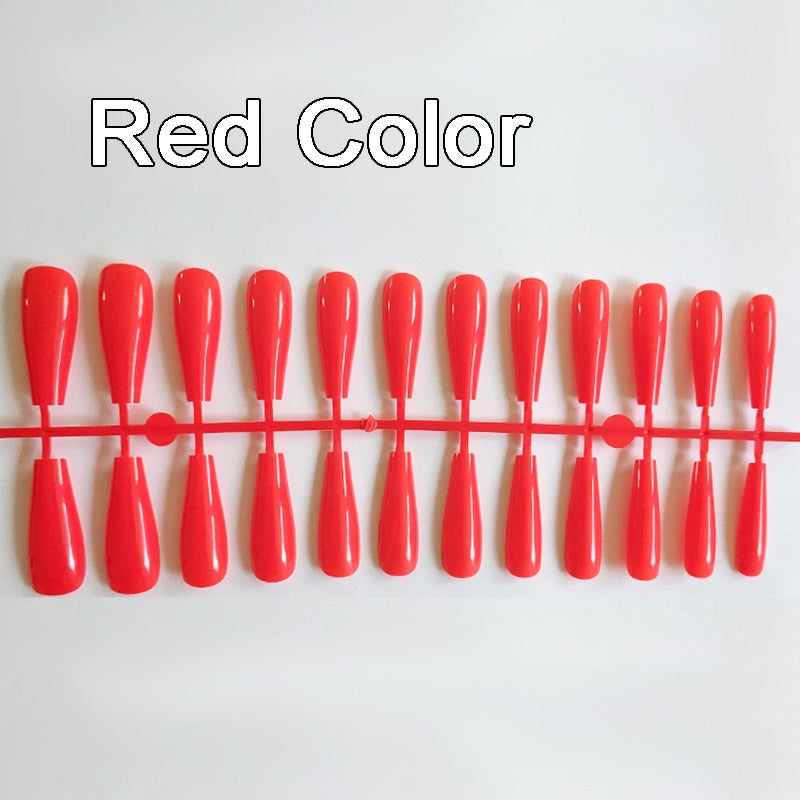 24pcs Mix Colors Smooth Super Long Coffin False Nail Ballet Press on Nails Tips