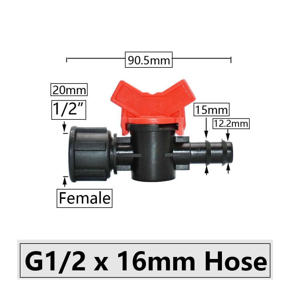 Hose Barbed Mini Valve Garden Tap Barb Connectors With 1/2