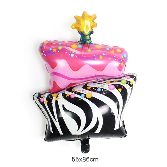 1pc Zebra Pattern Pink Cake Happy Birthday Balloons Birthday Party Decoration