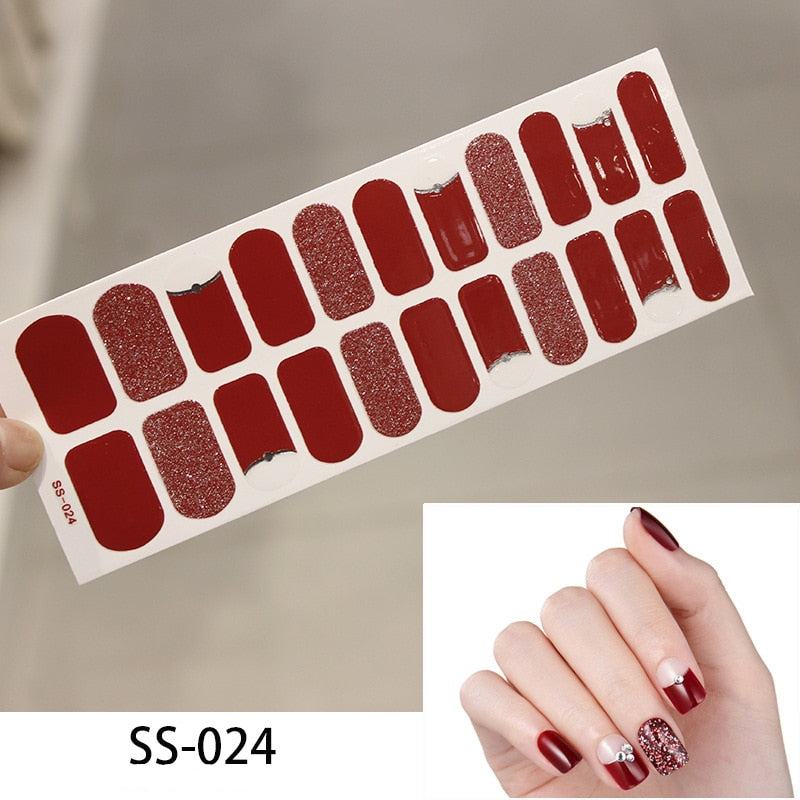 Shimmer Pattern Red Nail Art Stickers Nail Wraps Manicure DIY Nails Decor Decal