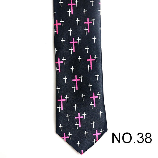 White and Pink Cross Pattern Men's Tie Male Neckties Suit Party Ties Wedding