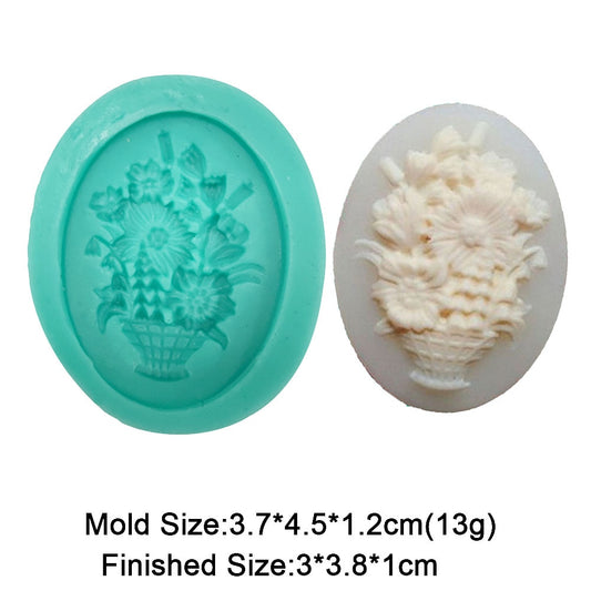 Flowers Basket Silicone Molds For Mug Chocolate Mold Clay Decoration Form