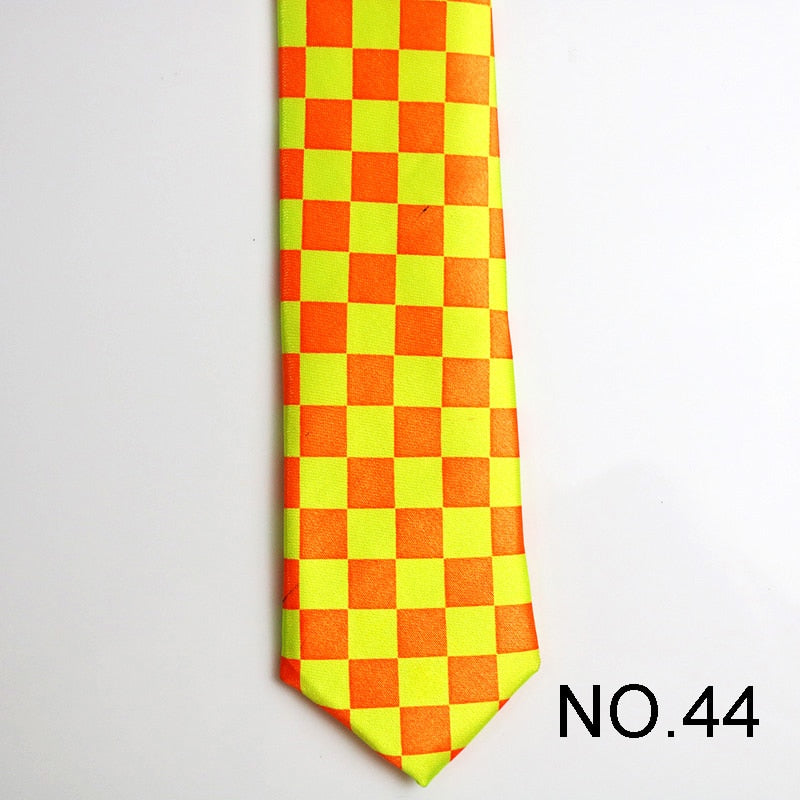 Orange Yellow Squares Pattern Men's Tie Male Neckties Suit Party Ties Wedding