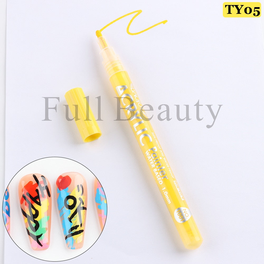 Metallic Gold Nail Polish Waterproof Nail Marker Pen For Design Graffiti Drawing