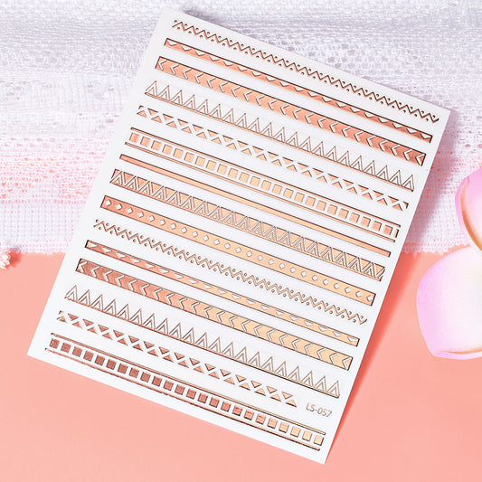 Triangle Pattern Rose Gold Nails Stickers Adhesive DIY Nail Art Decals Nail